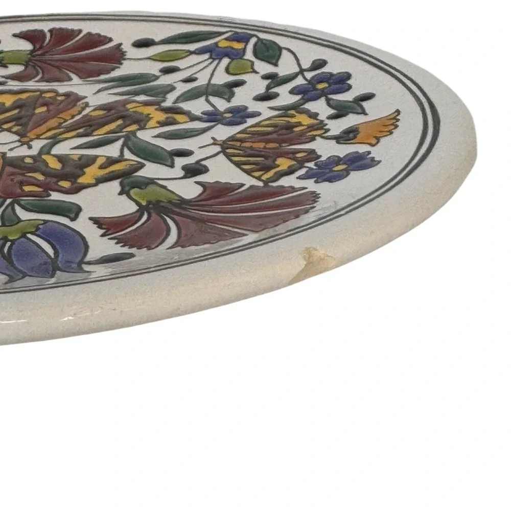 Manousakis Keramik Rodos Greece Hand Made Floral Butterfly Ceramic Plate 7